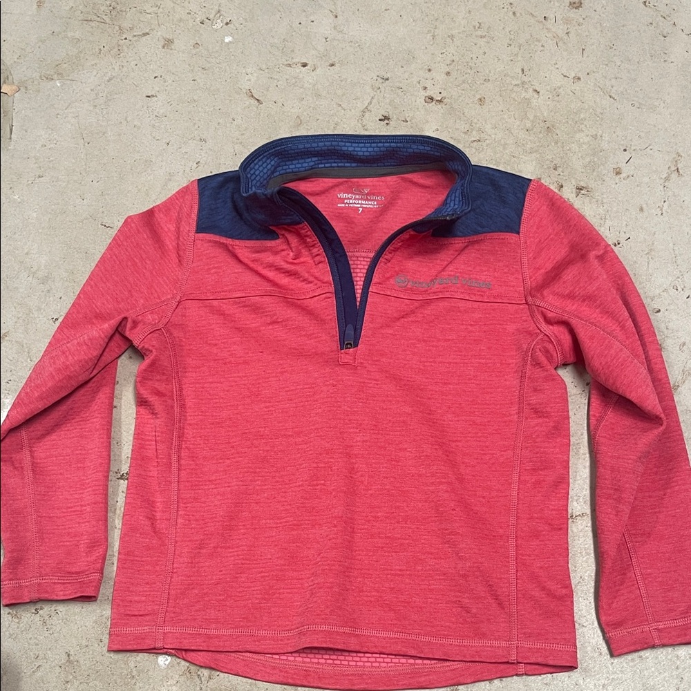 Vineyard Vines Red and Navy Quarter-Zip Sweater